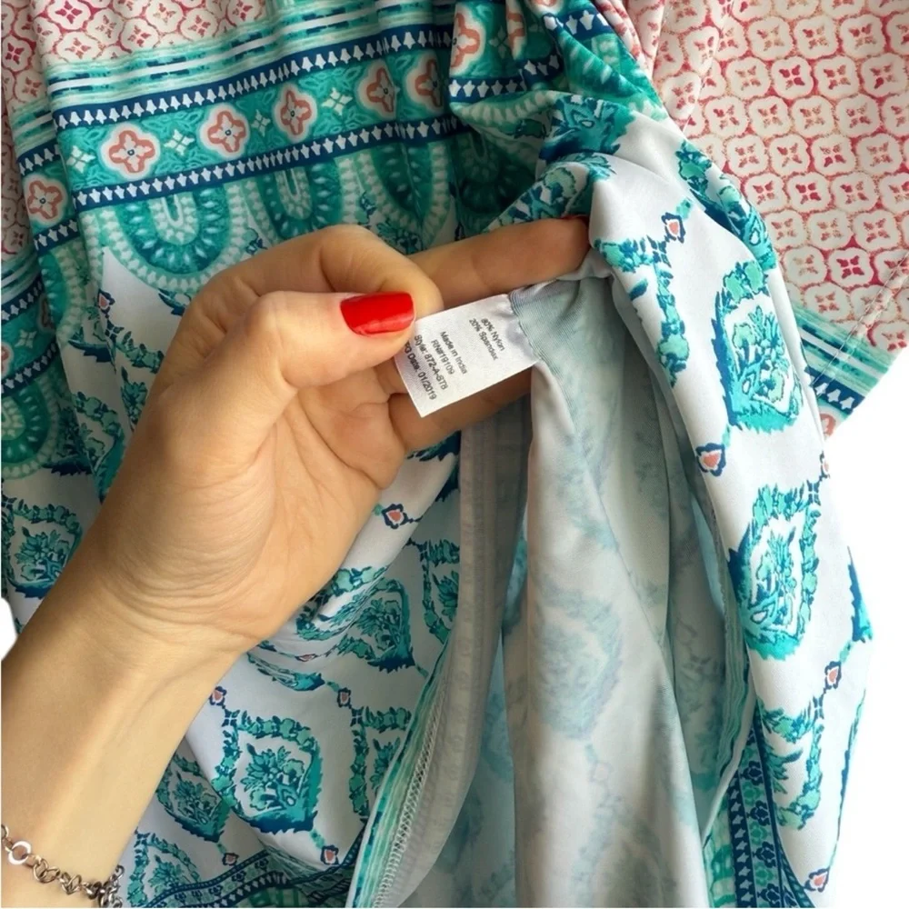 CABANA LIFE Front Waist Tie Printed Cover Up Dress Size XS - Picture 8 of 12